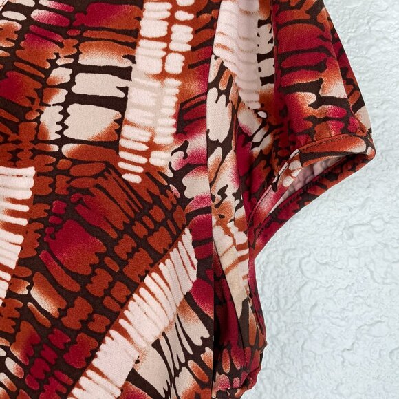 WORTHINGTON Woman Stretch 2X KNIT BLOUSE TOP Short Sleeves V-NECK Brown Black - Picture 5 of 15